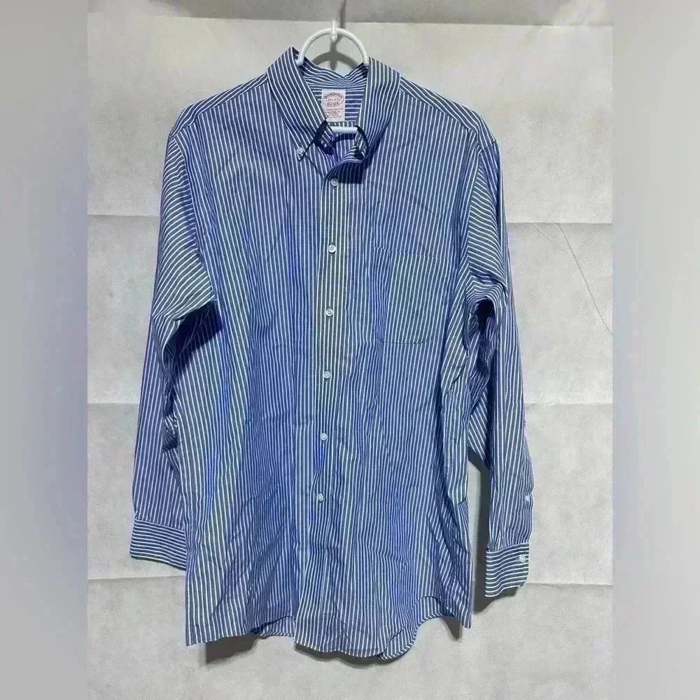 Brooks Brothers Original Polo Traditional Fit Blue White Stripe Sz 15.5-2/3 NWOT